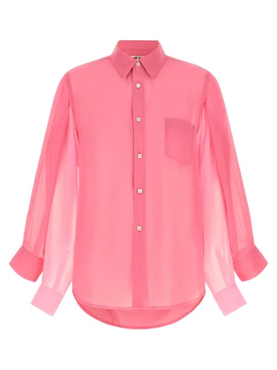 Comme Des Garçons Shirt Double Sleeve Sheer Shirt In Pink
