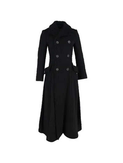 Pre-owned Comme Des Garçons Double-breasted Bouclé Coat In Black