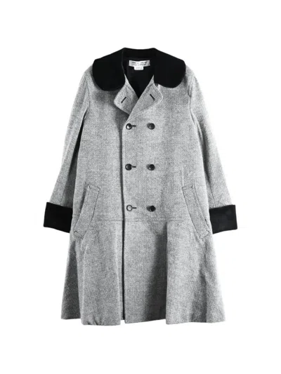 Comme Des Garçons Double-breasted Contrast-trim Coat In Gray