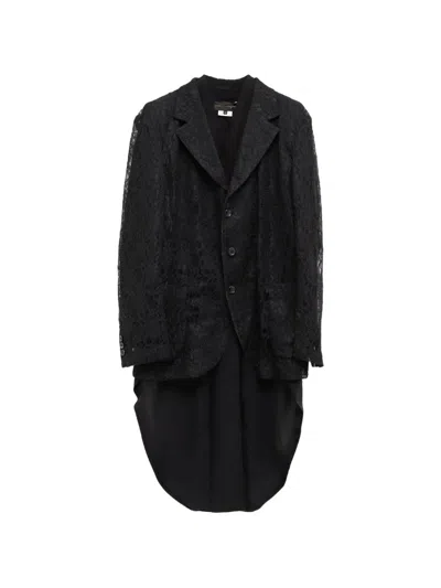 Comme Des Garçons Double-layered Lace Blazer In Black