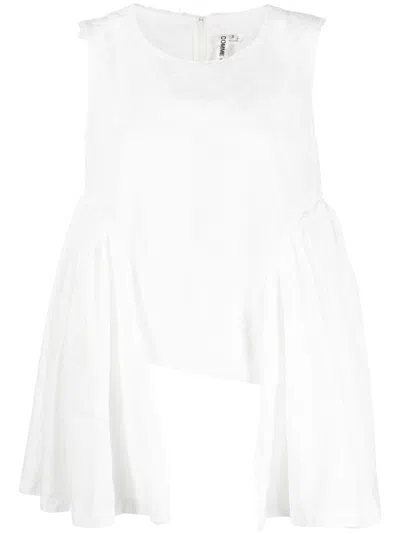 COMME DES GARÇONS DRAPE-DETAIL FRAYED TANK TOP