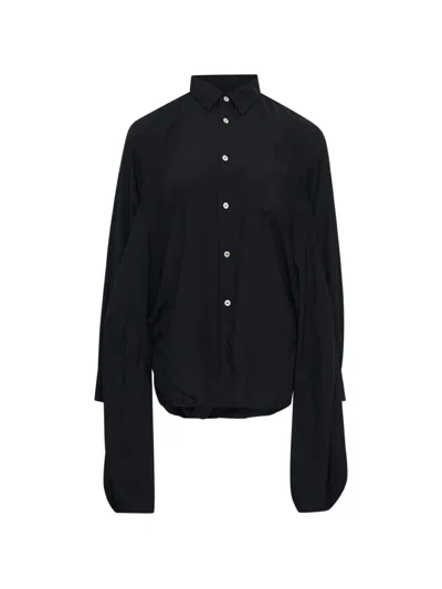 Comme Des Garçons Draped Long-sleeve Shirt In Black
