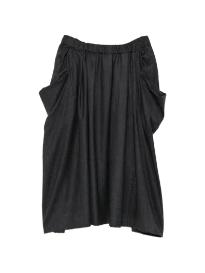 Comme Des Garçons Draped Midi Skirt In Black