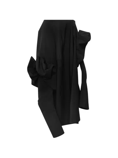 Comme Des Garçons Draped Oversized Midi Skirt In Black