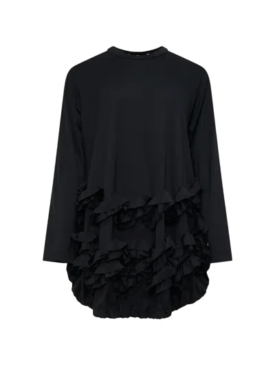 Comme Des Garçons Draped Ruffled Top In Black
