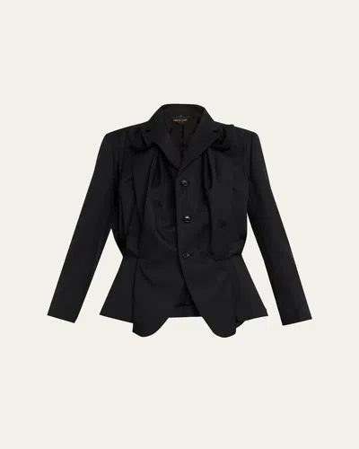 Comme Des Garçons Draped Single-breasted Blazer In Animal Print