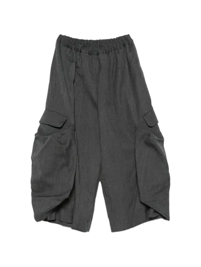 Comme Des Garçons Draped-design Cargo-pocket Trousers In Gray