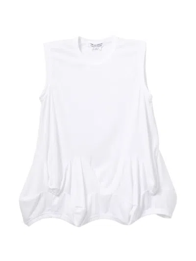 Comme Des Garçons Drape-detail Sleeveless Top In White