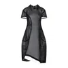 Comme Des Garçons Black White Polyester Mini Dress In Black