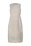 Comme Des Garçons White Tulle Flower Tape Embroidery Midi Dress In White