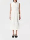 Comme Des Garçons White Tulle Flower Tape Embroidery Midi Dress