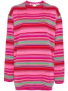 Comme Des Garçons Drop-shoulder Striped Jumper In Pink