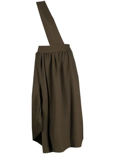 Comme Des Garçons Dungarees-style Asymmetric Midi Dress In Green