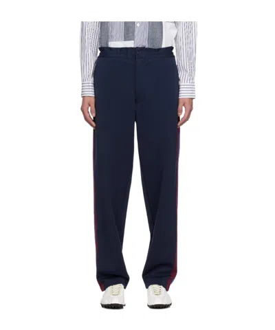 Comme Des Garçons Elastic Waist Casual Pants In Blue