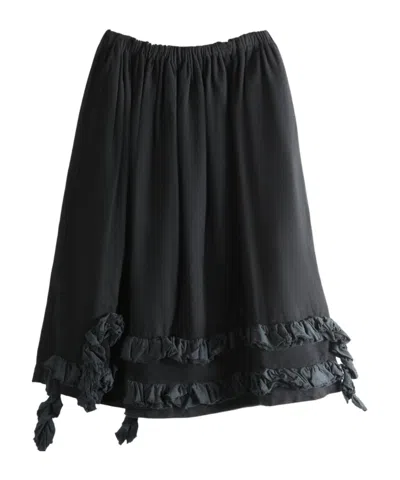 Comme Des Garçons Elastic Waist Midi Skirt In Black