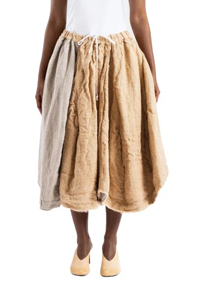 Comme Des Garçons Textured Drawstring Midi Skirt In Brown