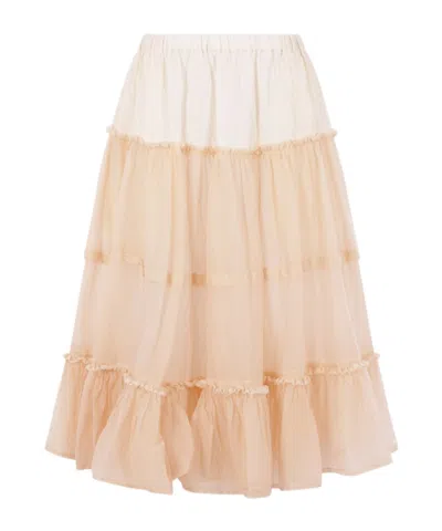 Comme Des Garçons Elastic Waist Midi Skirt In Neutral