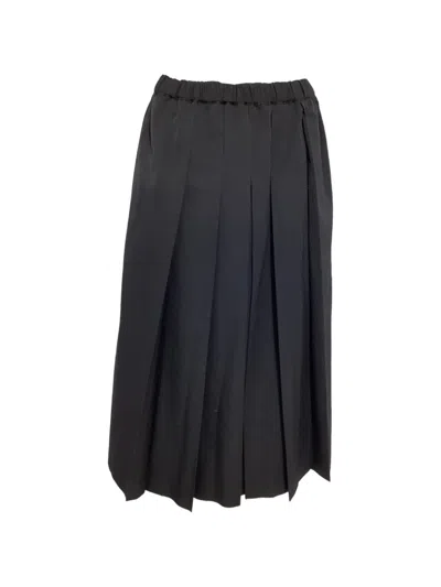 Pre-owned Comme Des Garçons Elastic-waist Pleated Skirt In Black