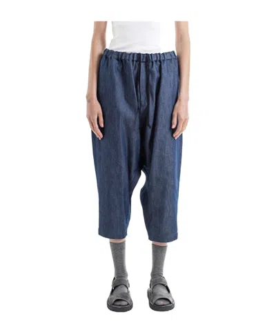 Comme Des Garçons Elastic Waistband Casual Pants In Blue