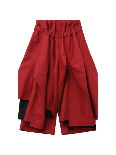 Comme Des Garçons Elasticated Layered Trousers In Red