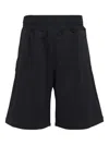 Comme Des Garçons Brushed Wool Black Shorts In Black