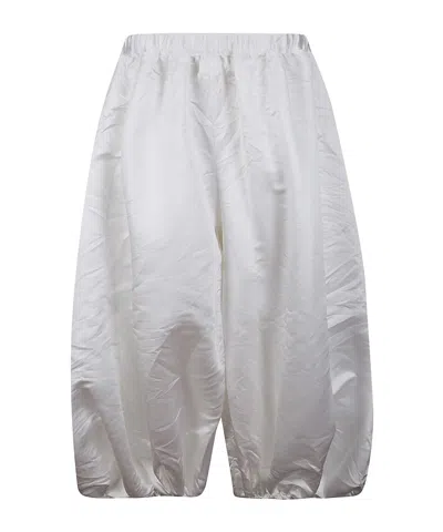 Comme Des Garçons Elasticated Waistband Wide Leg Trousers In White