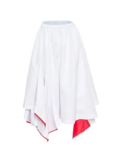 Comme Des Garçons Elasticated-waistband Asymmetric Skirt In White