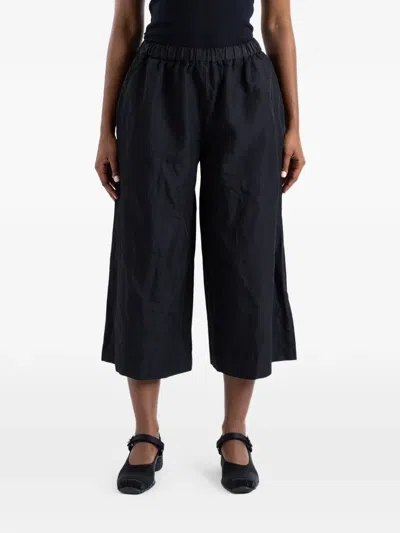 Comme Des Garçons Elasticated-waistband Wide-leg Trousers In Black