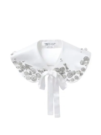 Comme Des Garçons Embellished Satin Collar In White