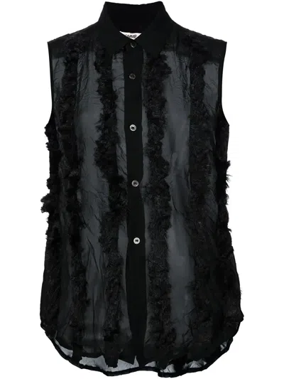 Comme Des Garçons Embellished Sheer Shirt In Blue