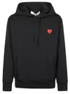 Comme Des Garçons Emblem Heart Cotton Hoodie In Black