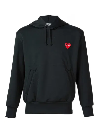 Comme Des Garçons Emblem Heart Cotton Hoodie In Black