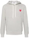 Comme Des Garçons Logo Cotton Hoodie With Drawstring Hood In Gray