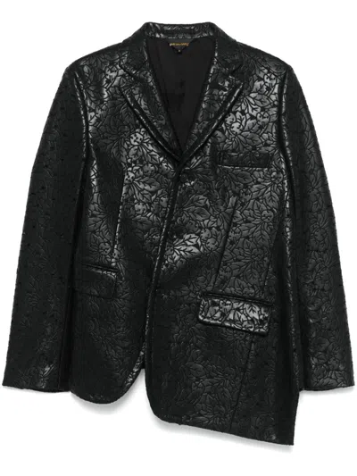 Comme Des Garçons Black Faux Leather Allover Embroidery Blazer