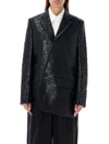 Comme Des Garçons Floral Embroidered Asymmetric Faux Leather Jacket