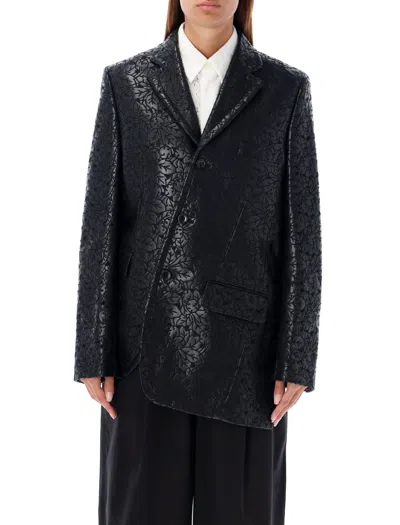 Comme Des Garçons Embossed Floral Pattern Suit Coat In Black