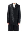 Comme Des Garçons Floral Embroidered Asymmetric Faux Leather Jacket In Black