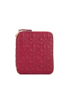 Comme Des Garçons Embossed Leather Zip Wallet In Red