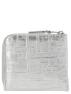 Comme Des Garçons Raised Logo Textured Finish Wallet In Silver