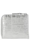 Comme Des Garçons Raised Logo Textured Finish Wallet In Silver