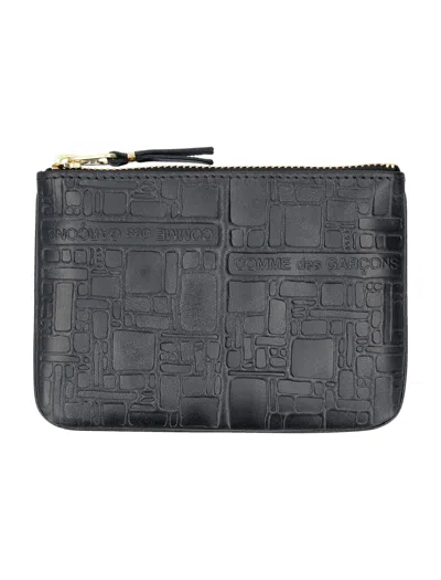 Comme Des Garçons Embossed Logotype Xsmall Pouch In Black