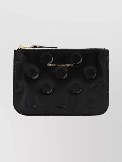 Comme Des Garçons Embossed Polka Dot Pattern Purse In Black