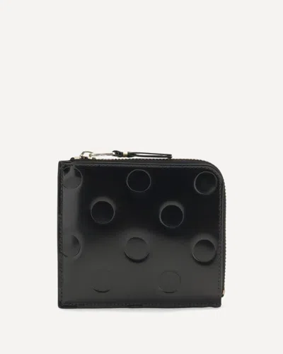 Comme Des Garçons Embossed Polka-dot Leather Wallet In Black