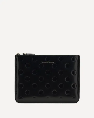Comme Des Garçons Embossed Polka-dot Pouch In Black