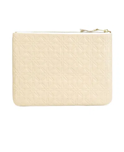 Comme Des Garçons Embossed Zip Clutch In Brown