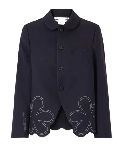 Comme Des Garçons Embroidered Blazer In Blue