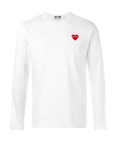 Comme Des Garçons Embroidered Heart T-shirt In White