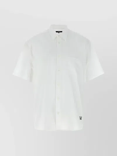 Comme Des Garçons Embroidered Logo Shirt With Button-down Collar In White