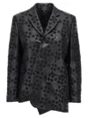 Comme Des Garçons Floral Embroidered Asymmetric Faux Leather Jacket