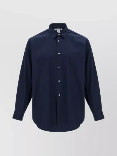 Comme Des Garçons Essential Shirt With Button Accents In Blue
